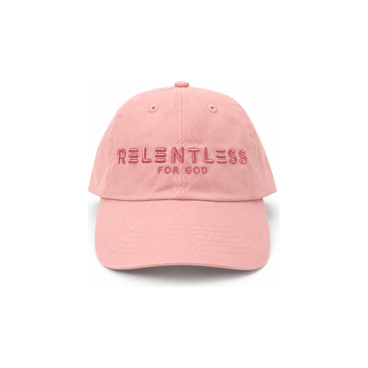 Relentless For God Dad Hat — Pink — Front