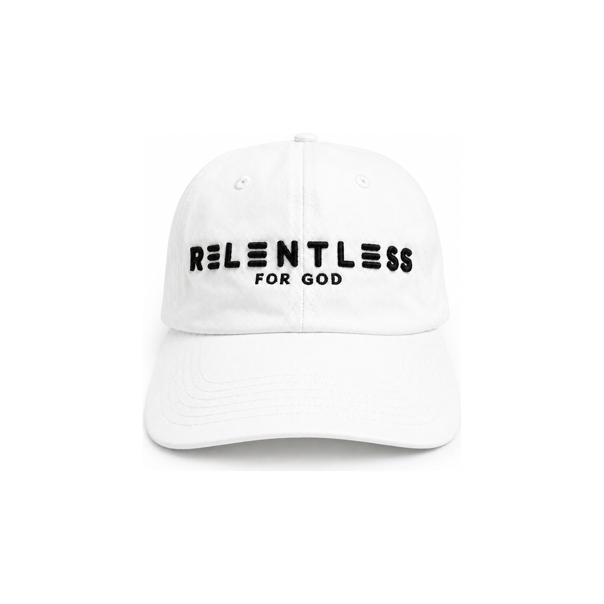 Relentless For God Dad Hat — White — Front