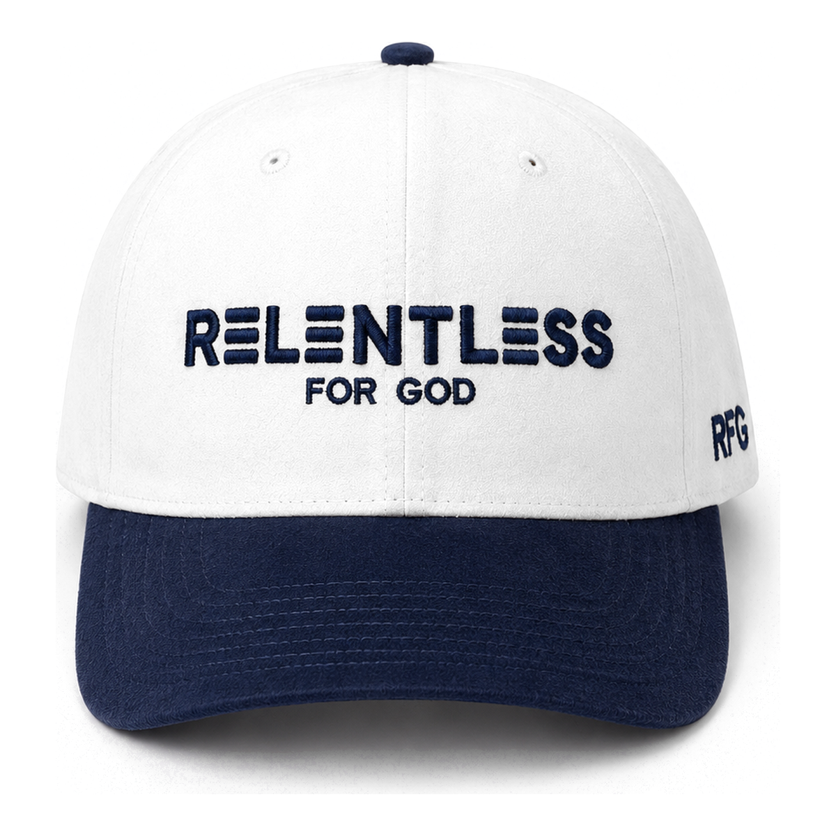 Relentless For God Suede Cap — BLUE/ WHITE — Front