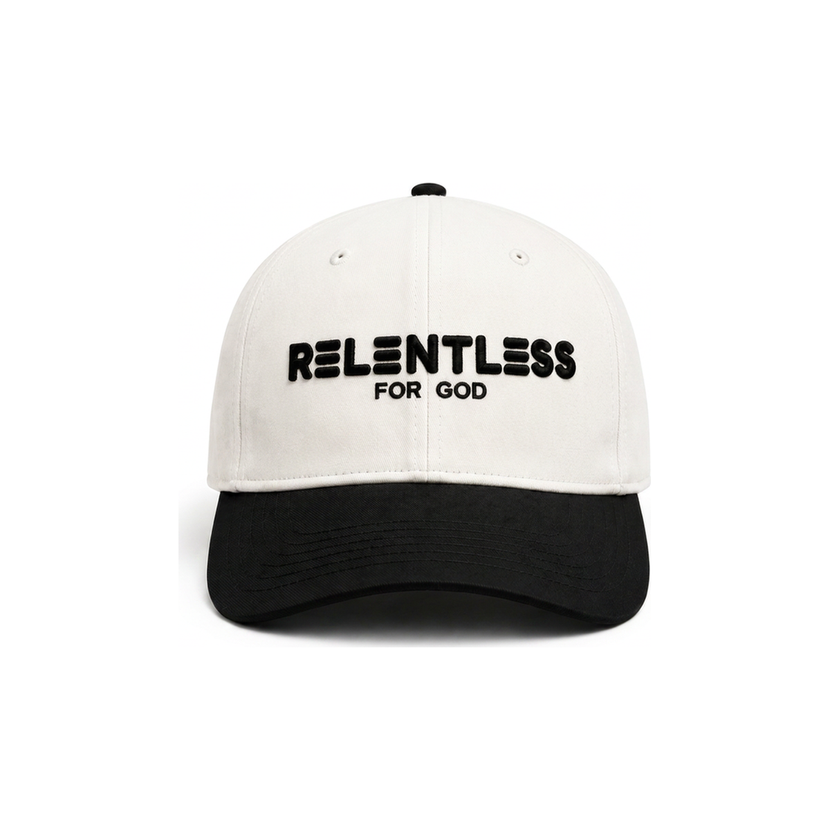 Relentless For God Suede Cap — Black / White — Front