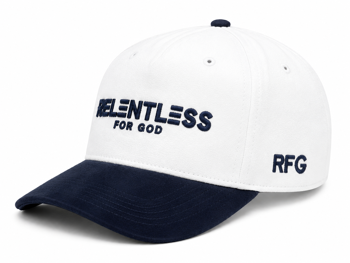 Relentless For God Suede Cap — BLUE/ WHITE — Angled