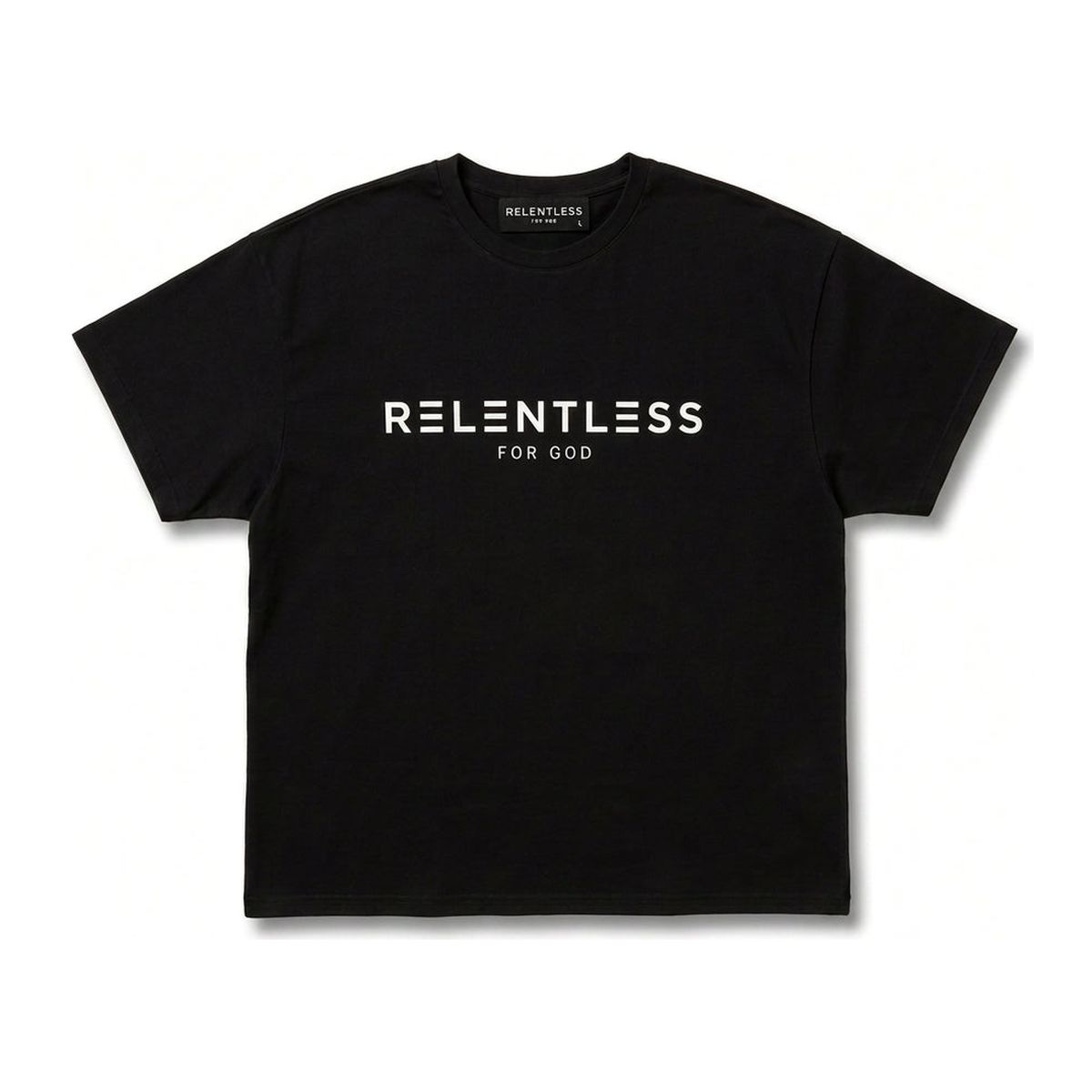 Relentless For God Oversized Tee — Black — Front
